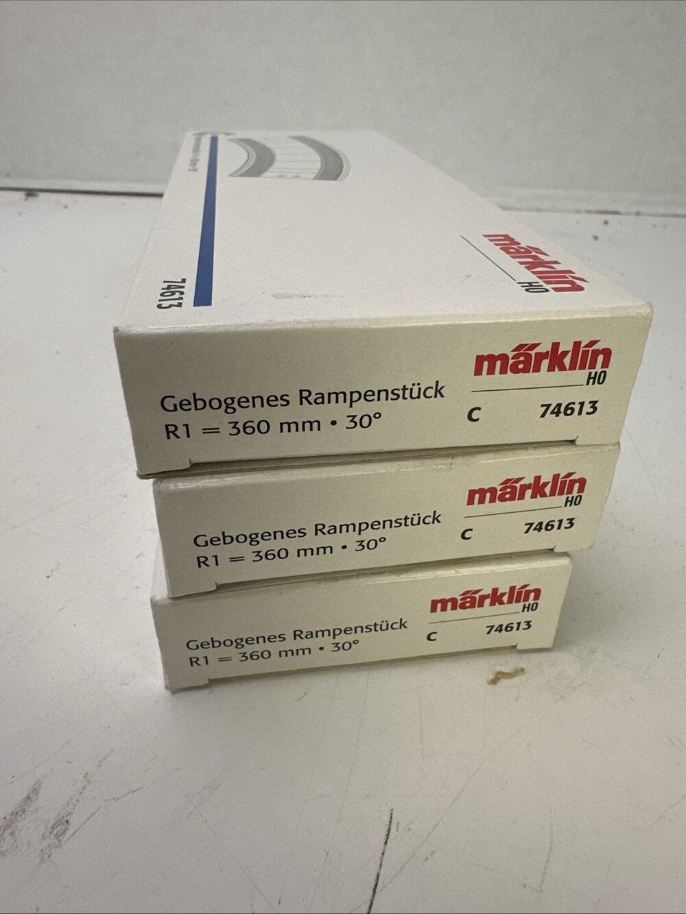 Lot Of 3 Märklin H0 74613 Gebogenes Rampenstück Brücke 360 mm R1 30° 1:87